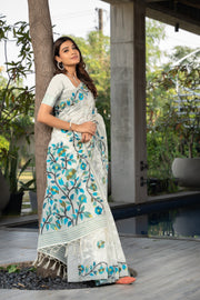 Ruhani Marshmallow White Cotton Jamdani Saree